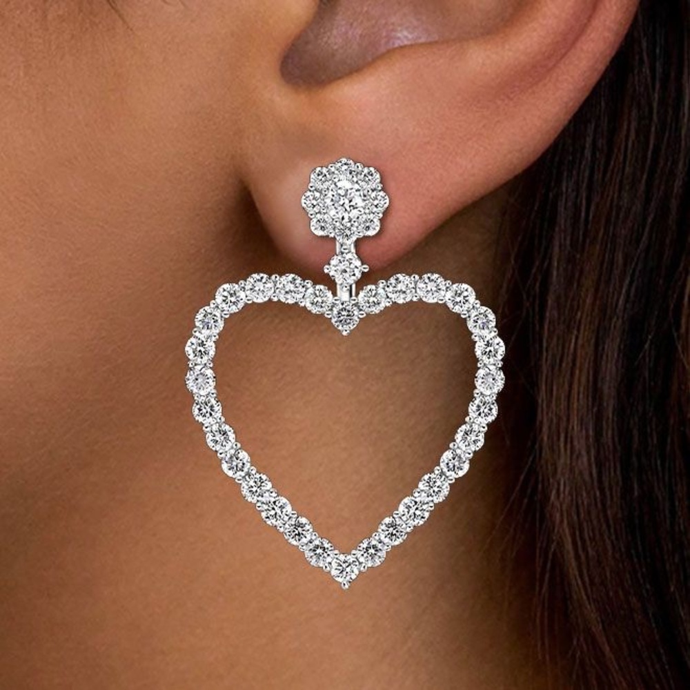 Nextnecklace Heart Shape Round Cut Drop Earrings For Women